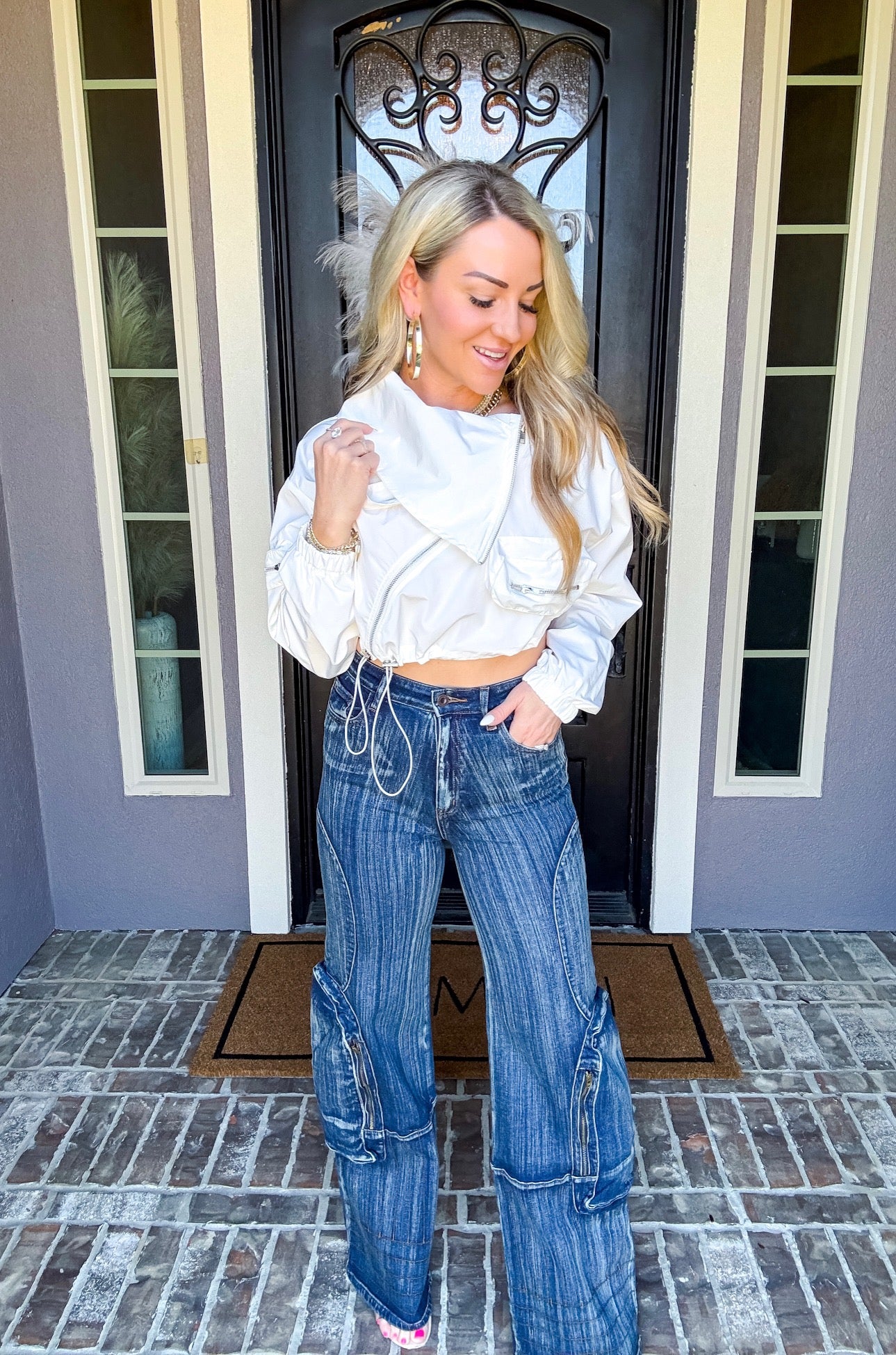 Perfect Match Stylish Cargo Jeans