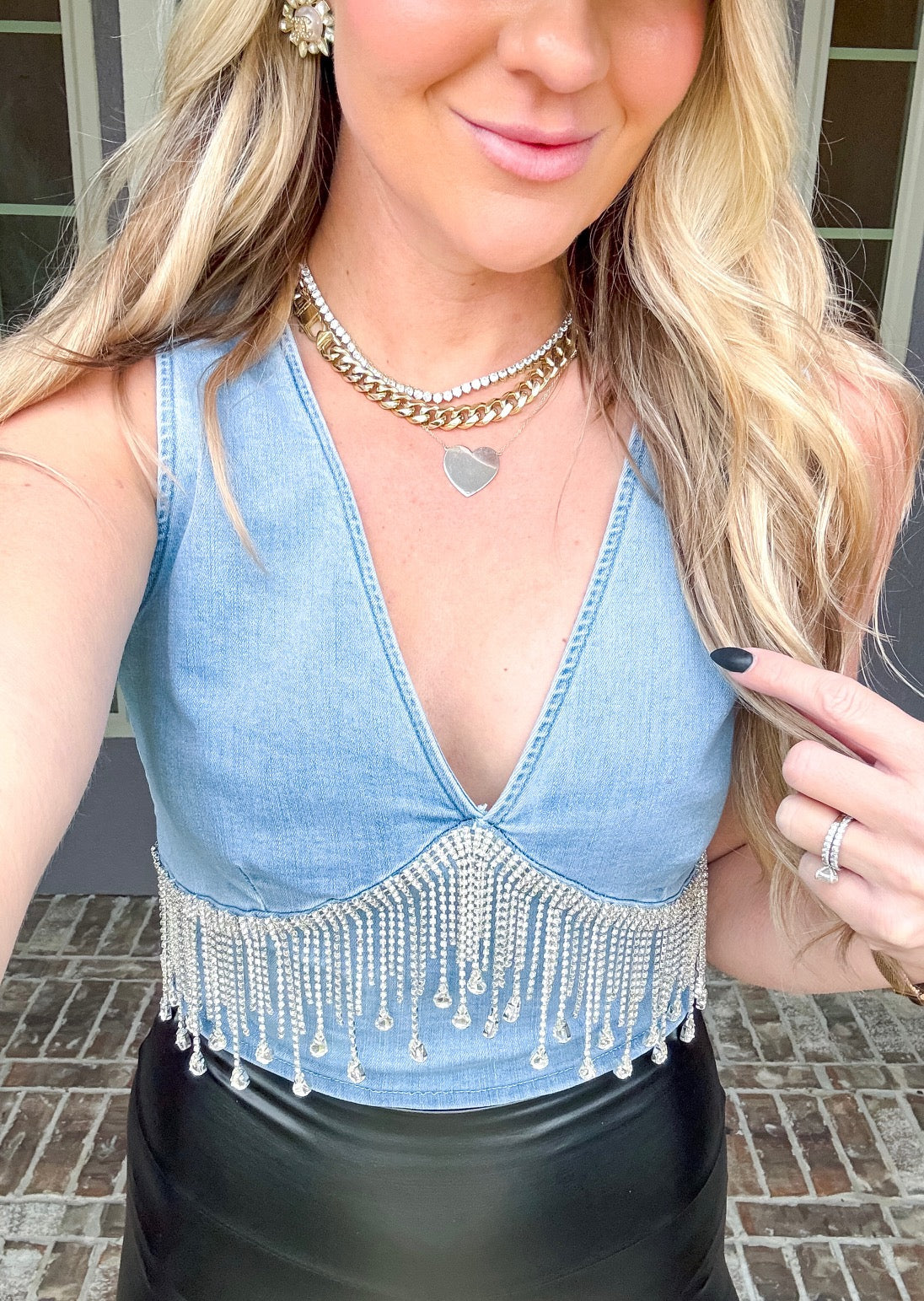 Glam Fringe Denim Top