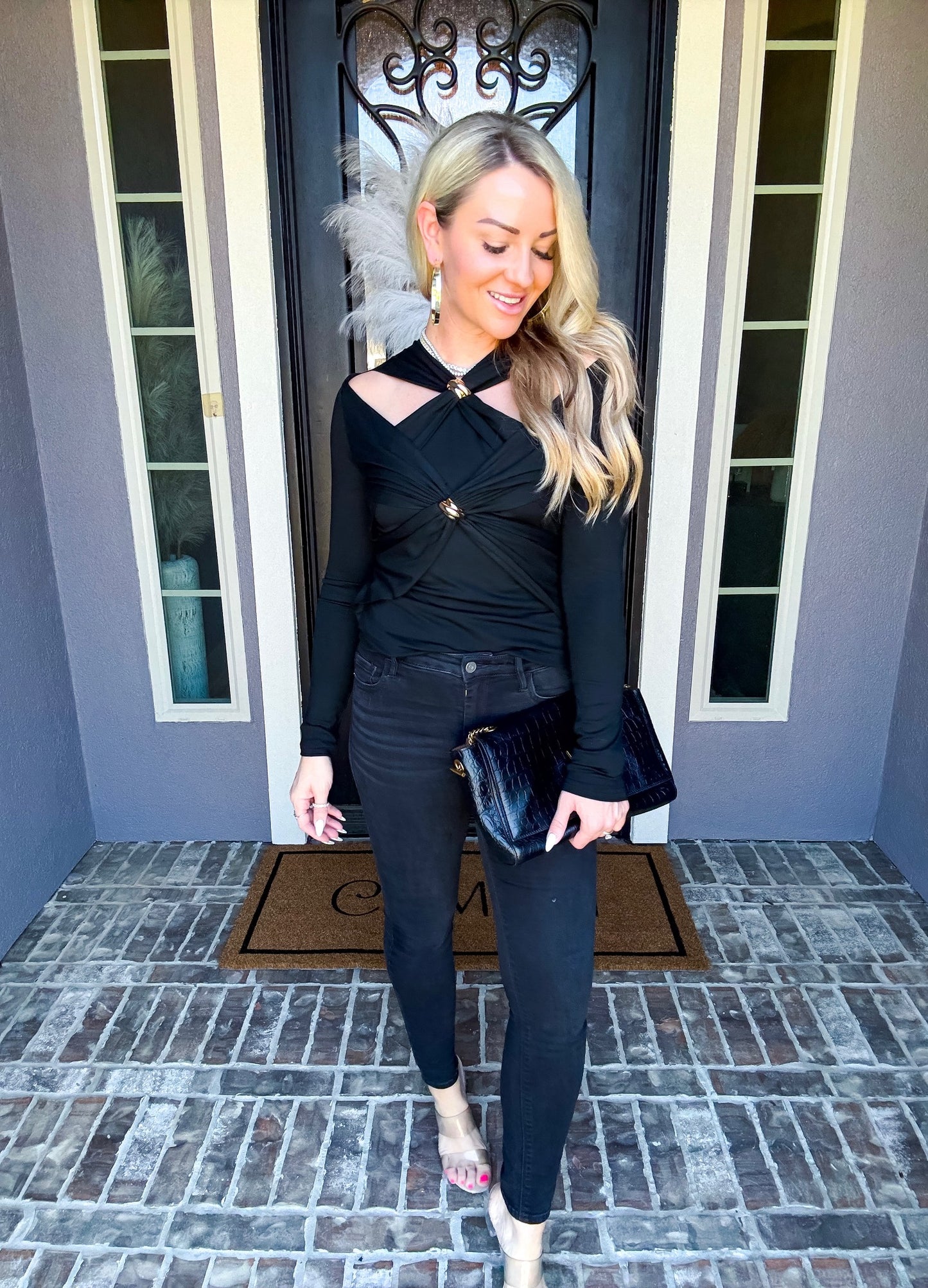 In Your Dreams Gold Detail Top - Black