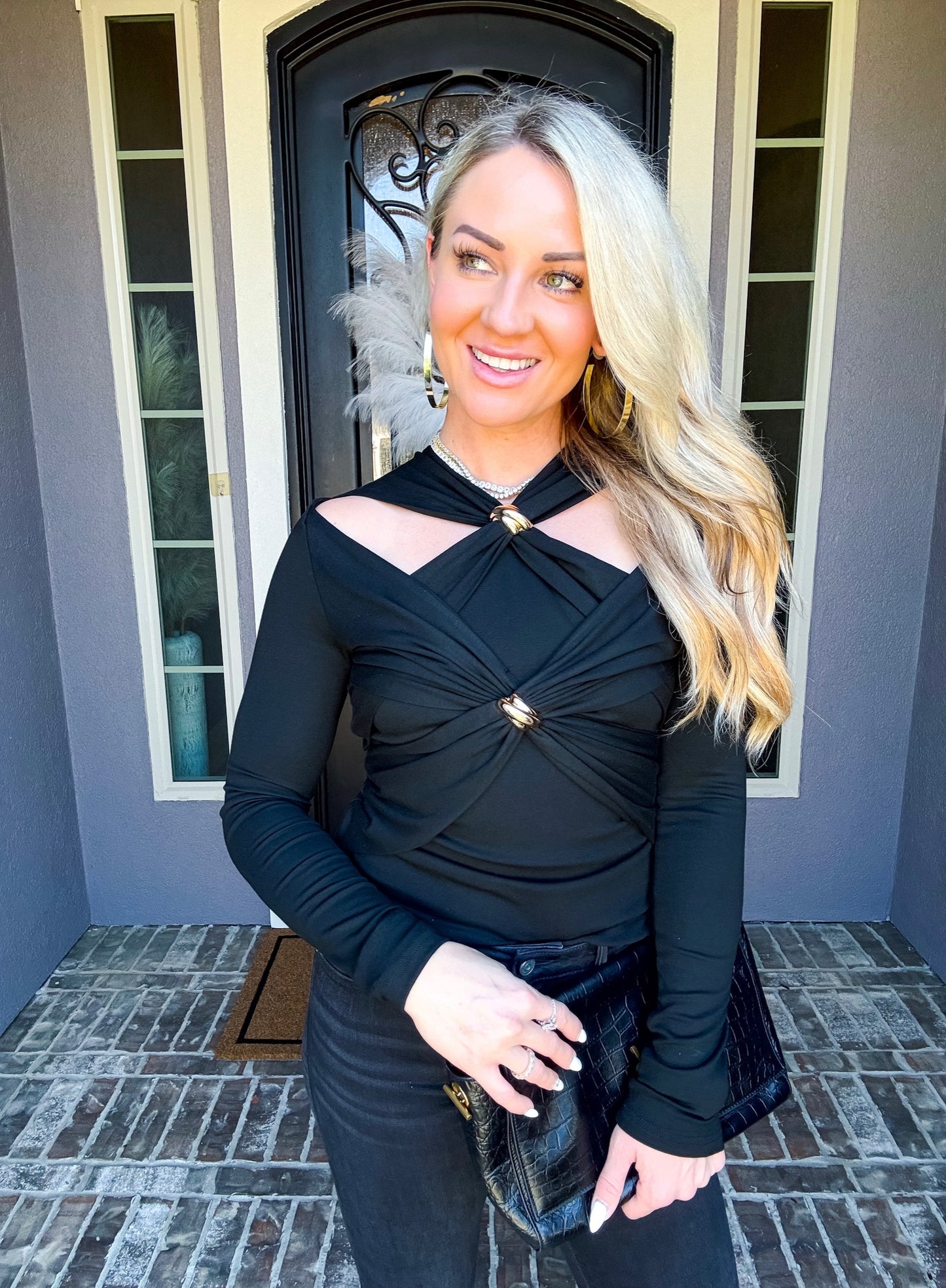 In Your Dreams Gold Detail Top - Black