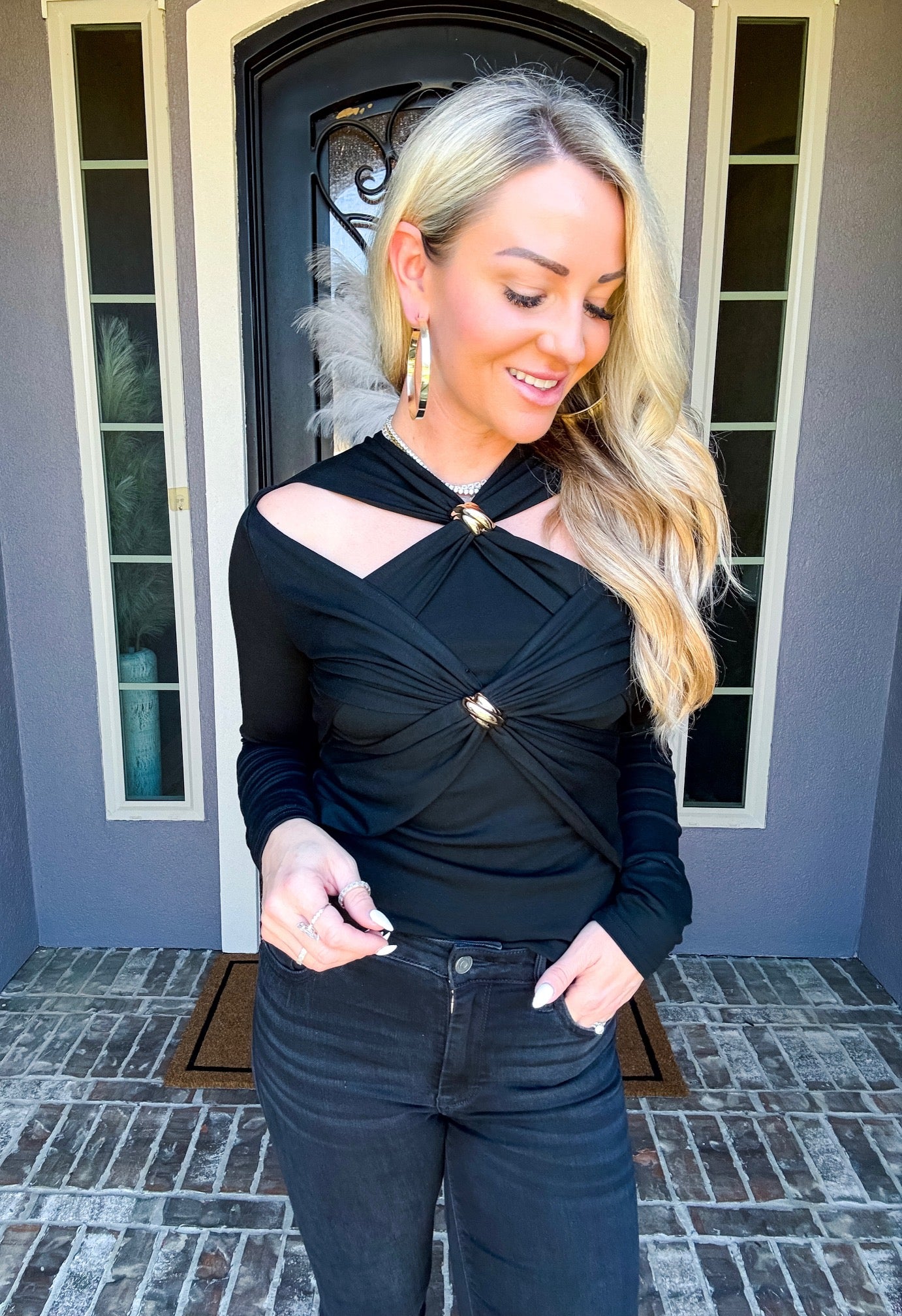In Your Dreams Gold Detail Top - Black