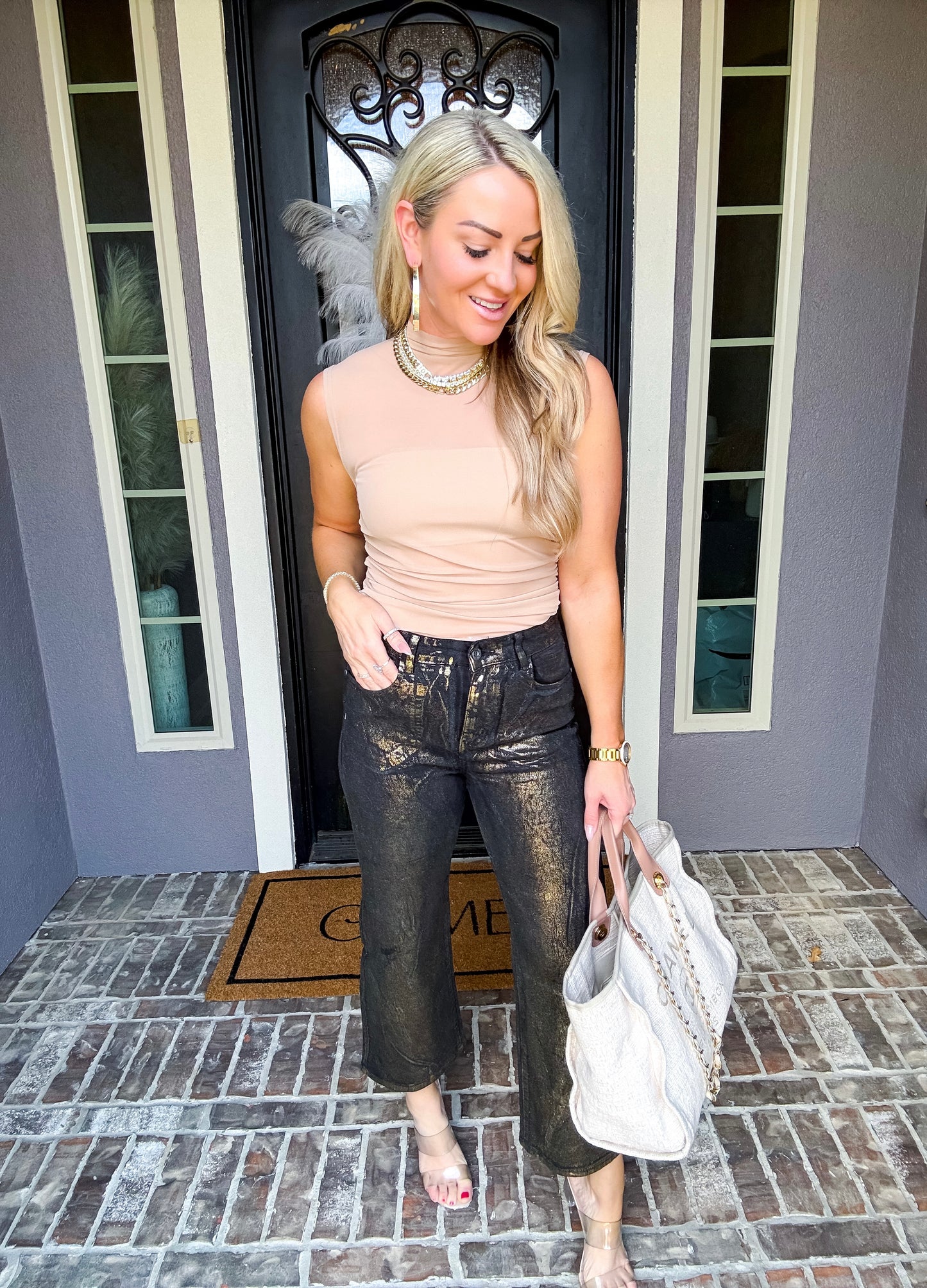 Simply Sheer Mockneck Top - Nude