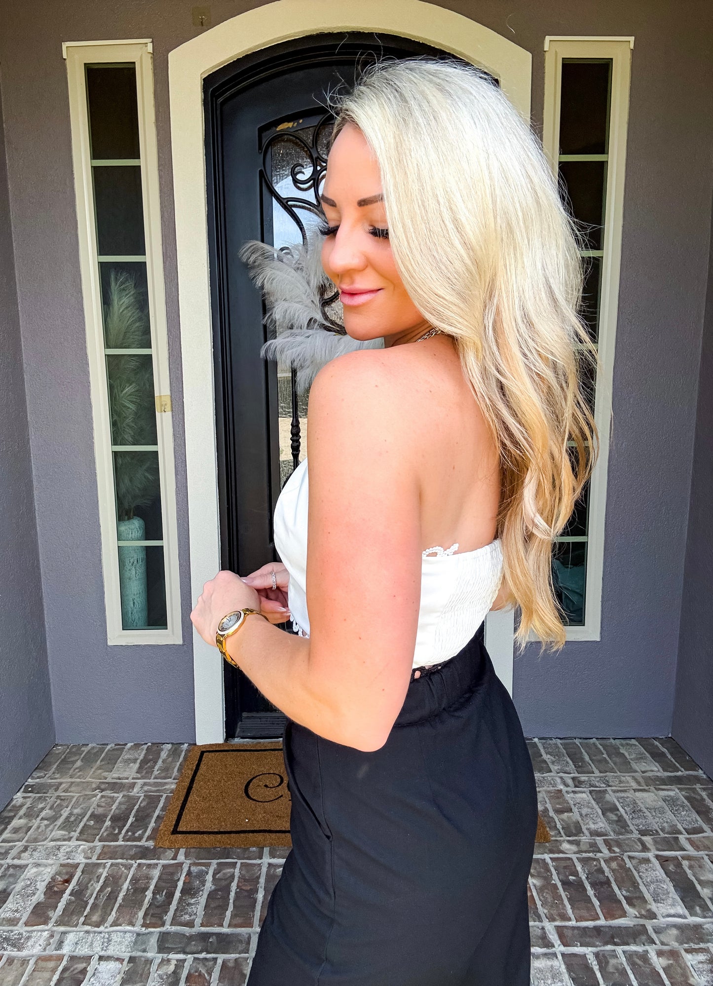 Summer Chic Halter Top - White