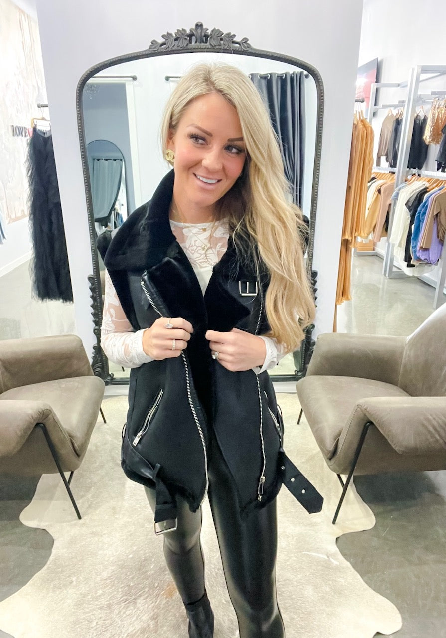 Black Faux Fur Vest