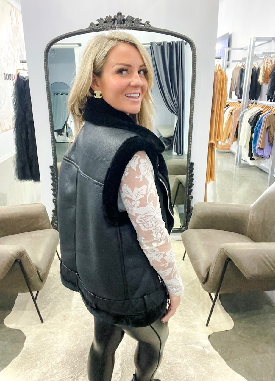 Black Faux Fur Vest