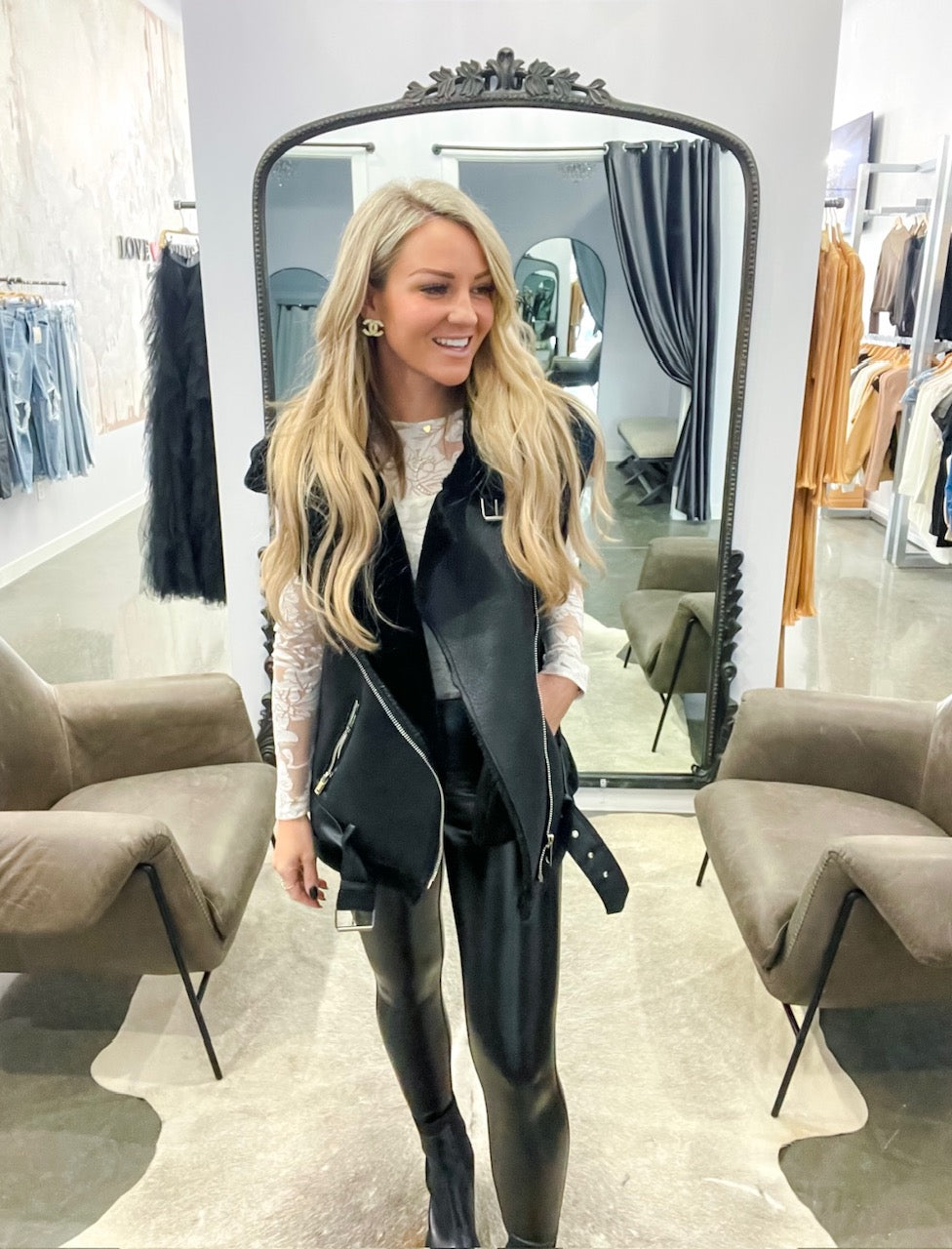 Black Faux Fur Vest