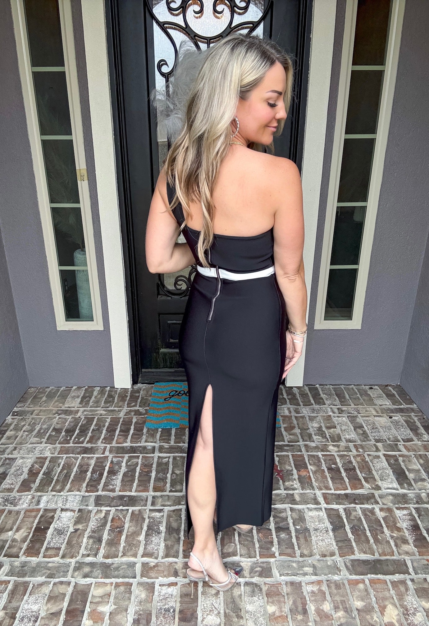 Sleek Elegance Rosette Dress