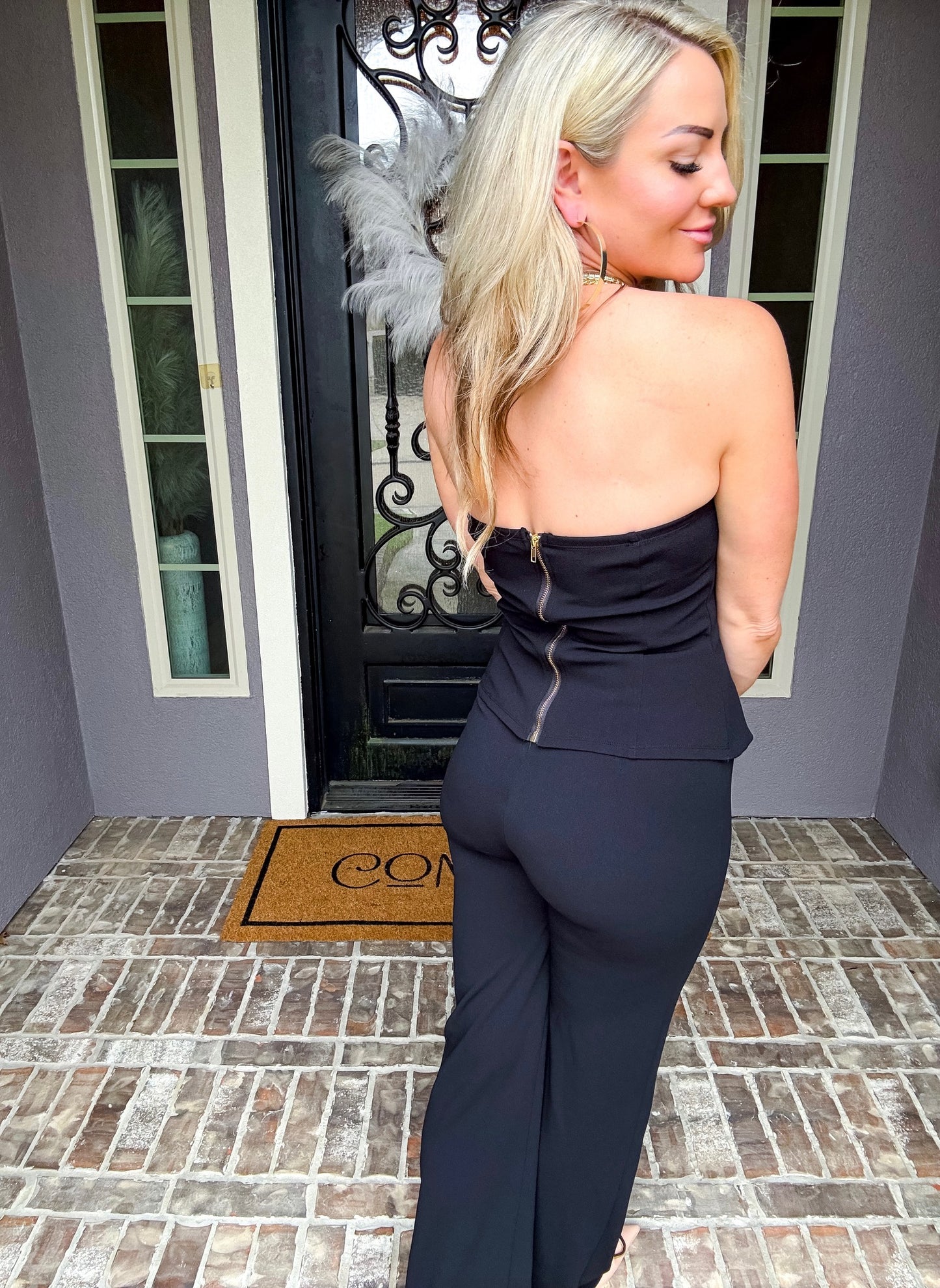 City Lights Gold Detail Strapless Top