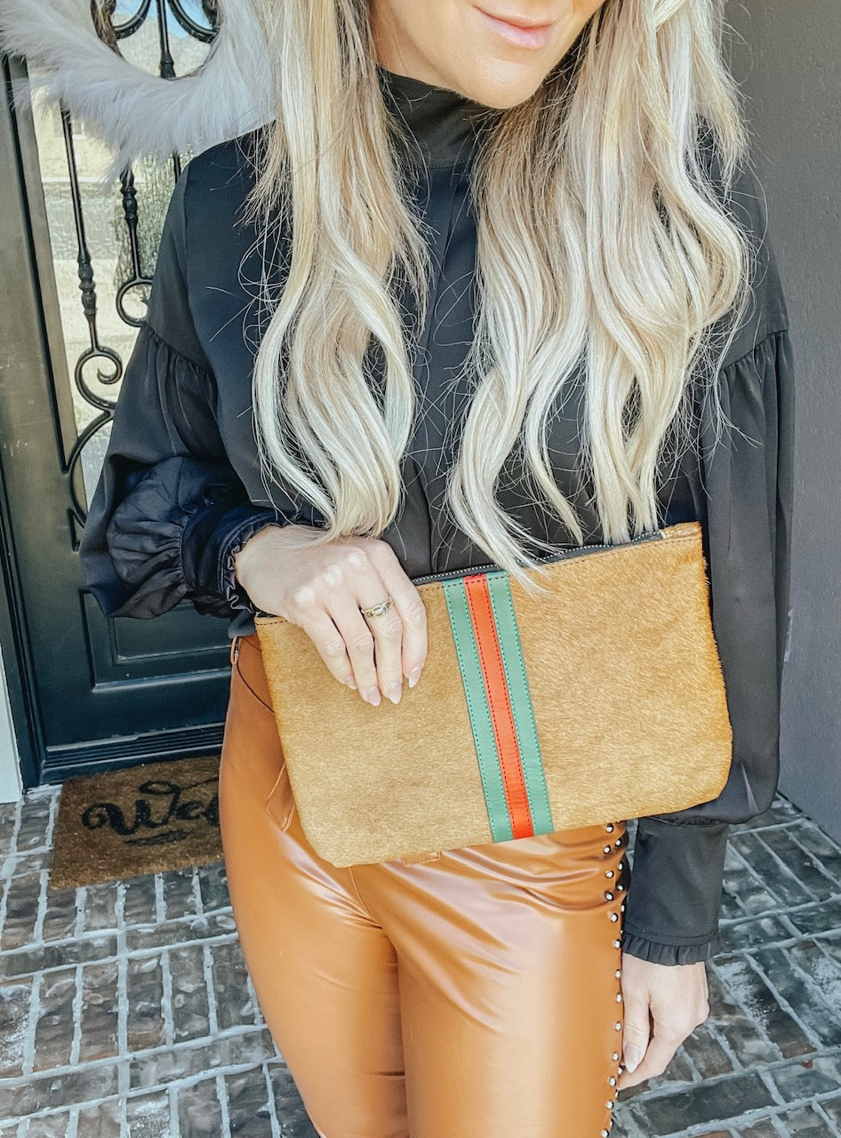 Cowhide Clutch With Detail