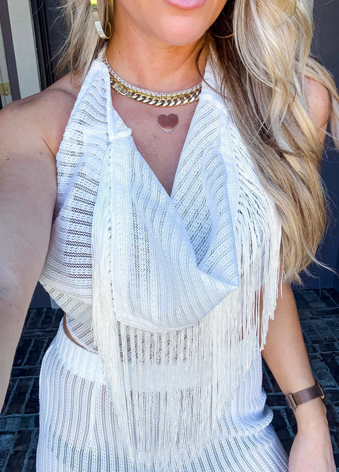 Bahamas Fringe Coverup Top - White