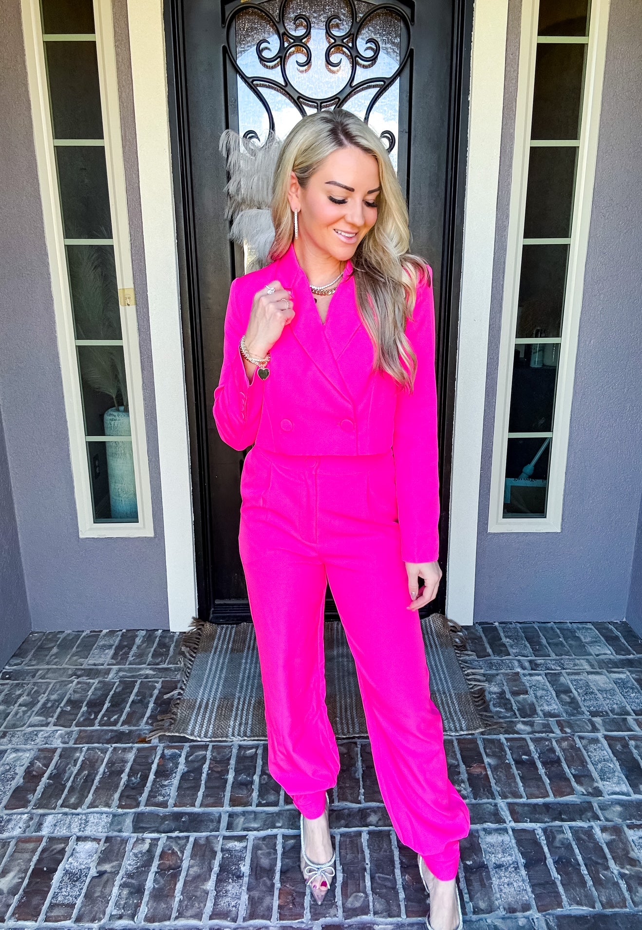 Make That Money Cropped Suit Top - Pink