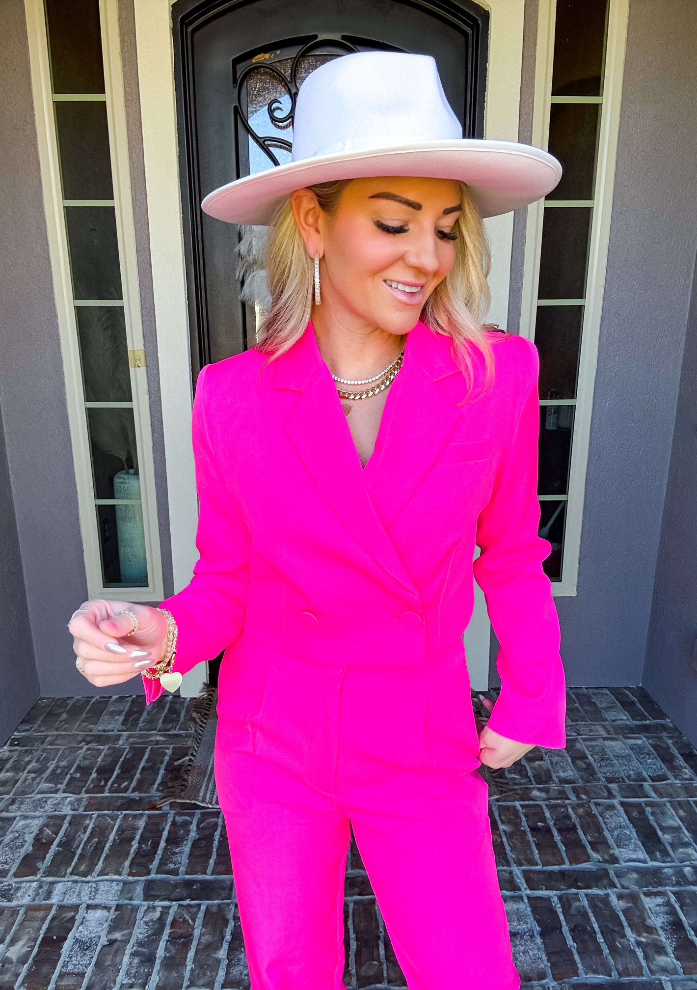 Make That Money Cropped Suit Top - Pink