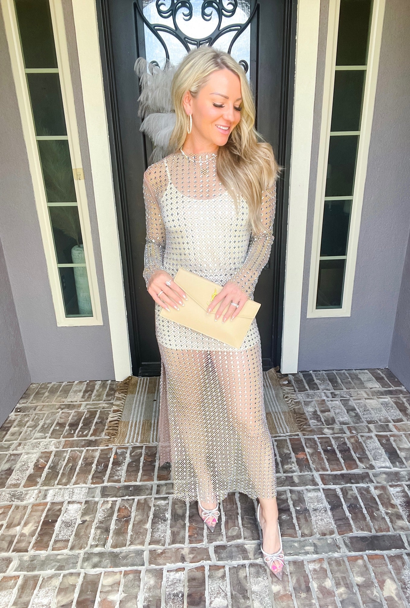 Near Dusk Glitter Dress Overlay - Taupe