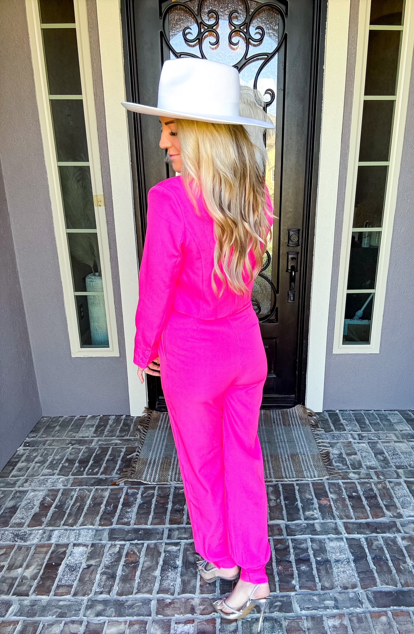 Make That Money Cropped Suit Top - Pink