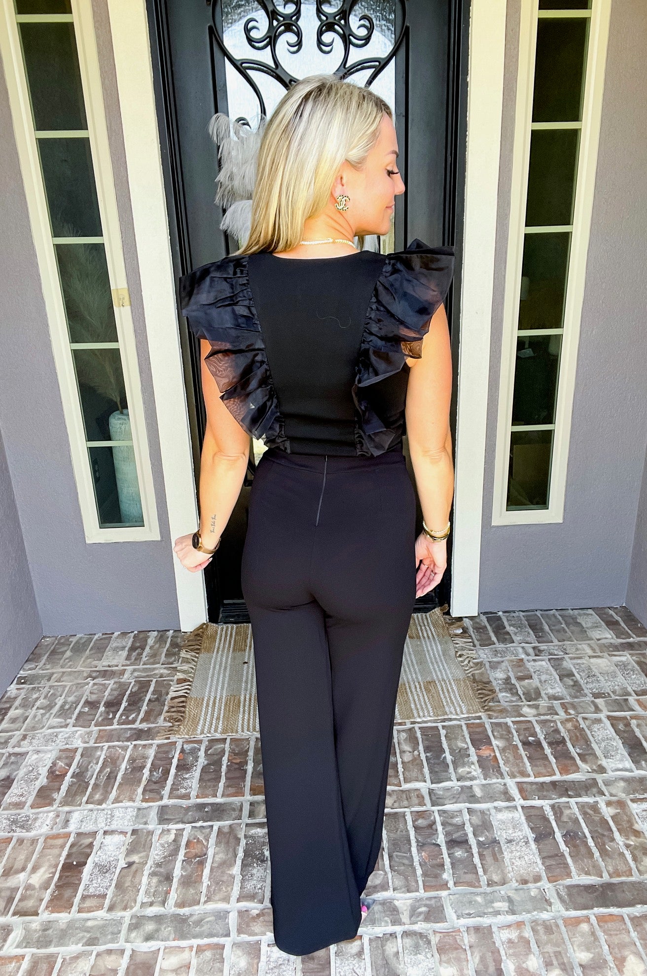 Say You Love Me Ruffle Top - Black