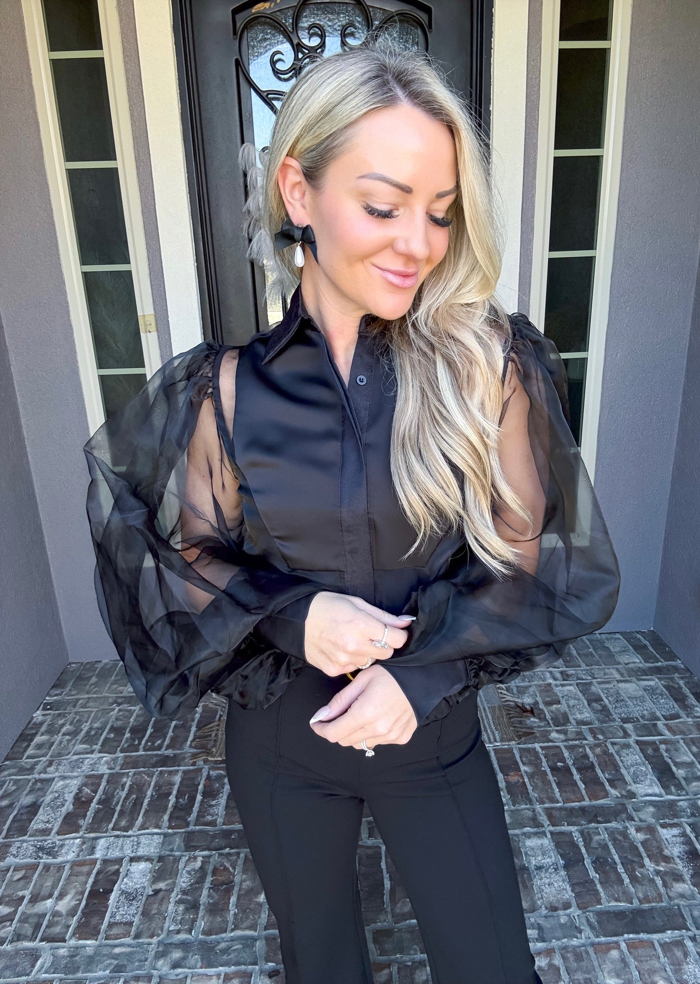 In The Spirit Sheer Blouse - Black