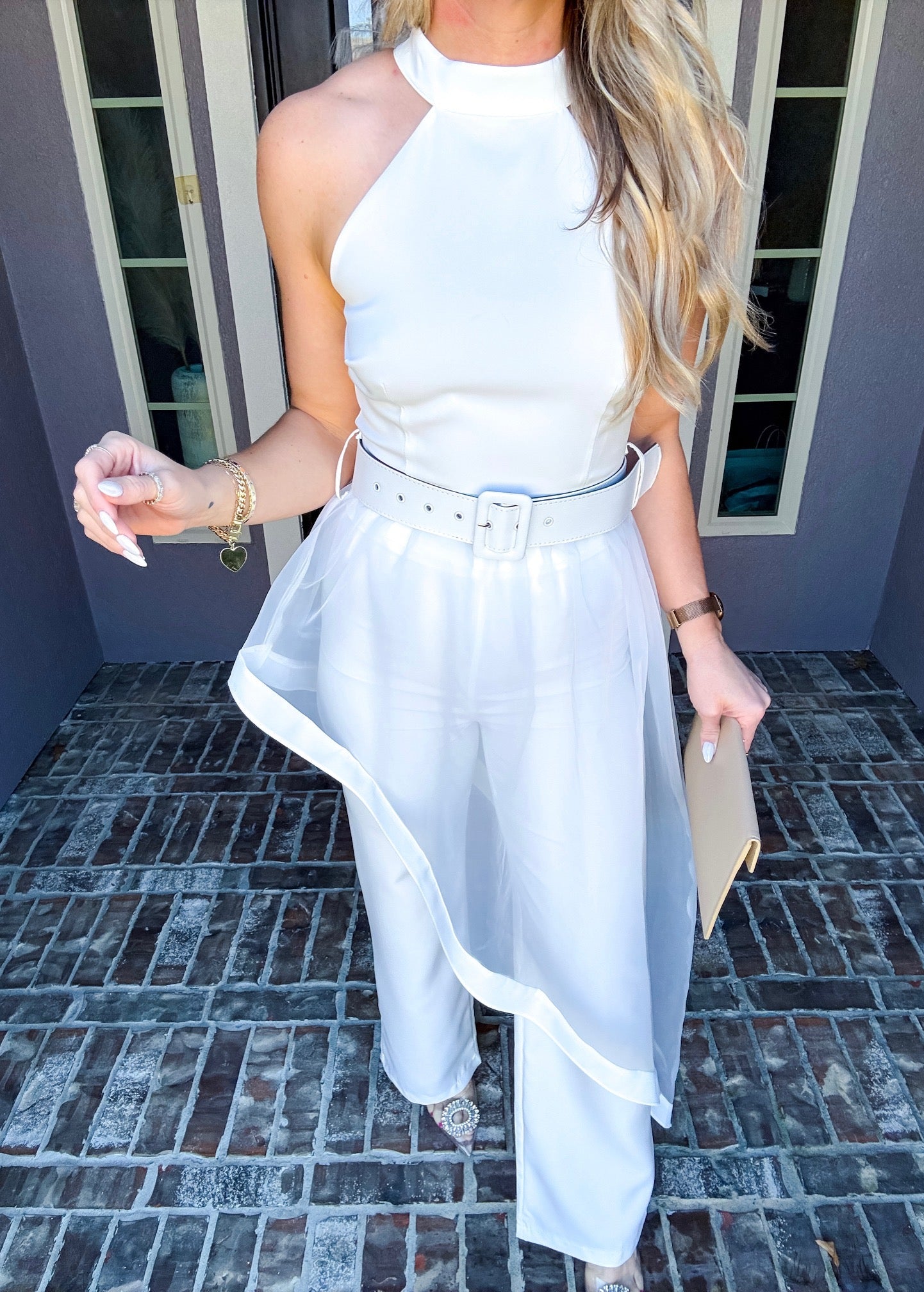 Elegant Days White Asymmetrical Top