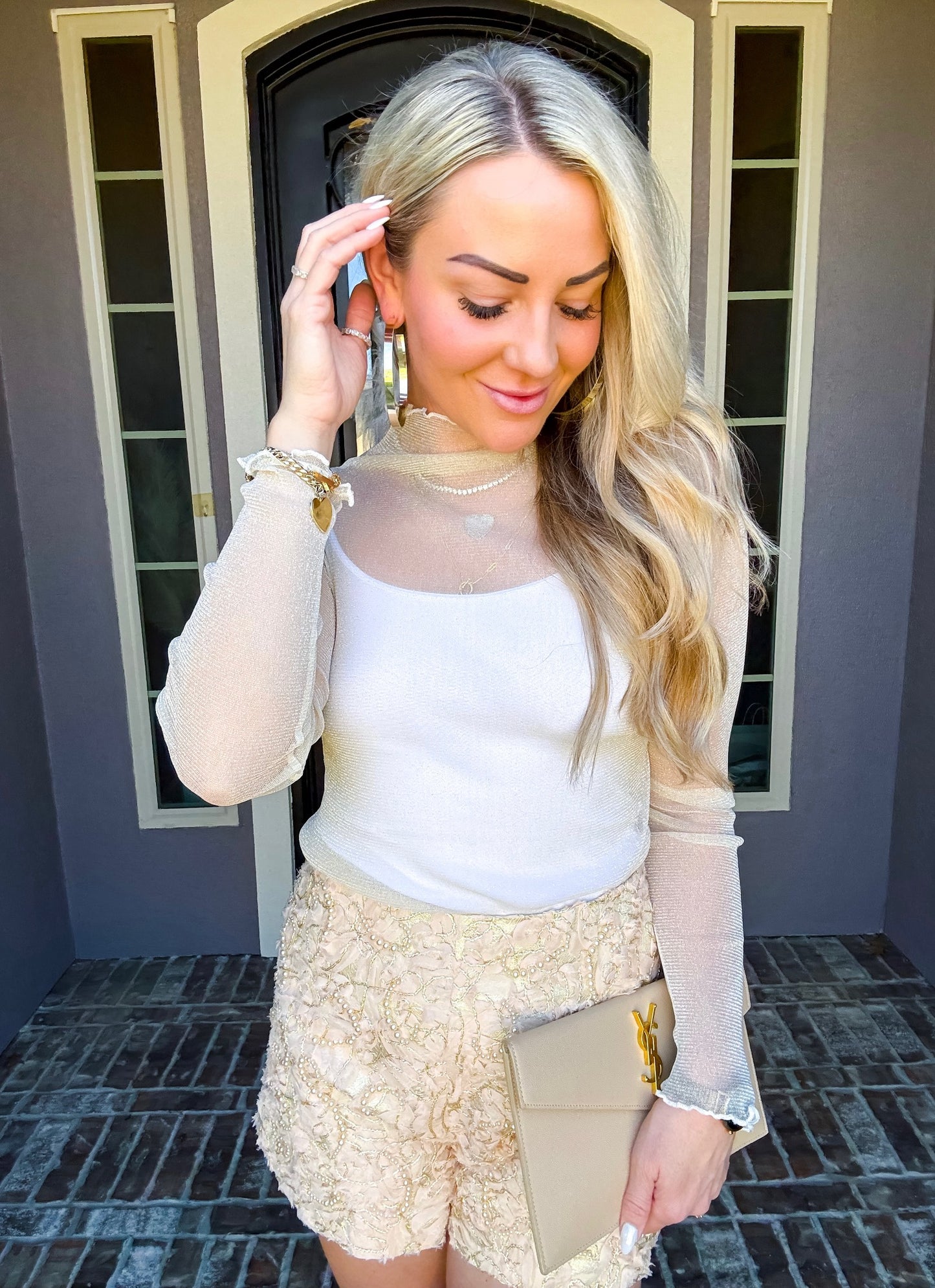 Love Note Sheer Sparkle Top - Ivory