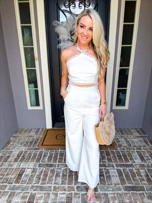 Summer Chic Wide Leg Trousers - White