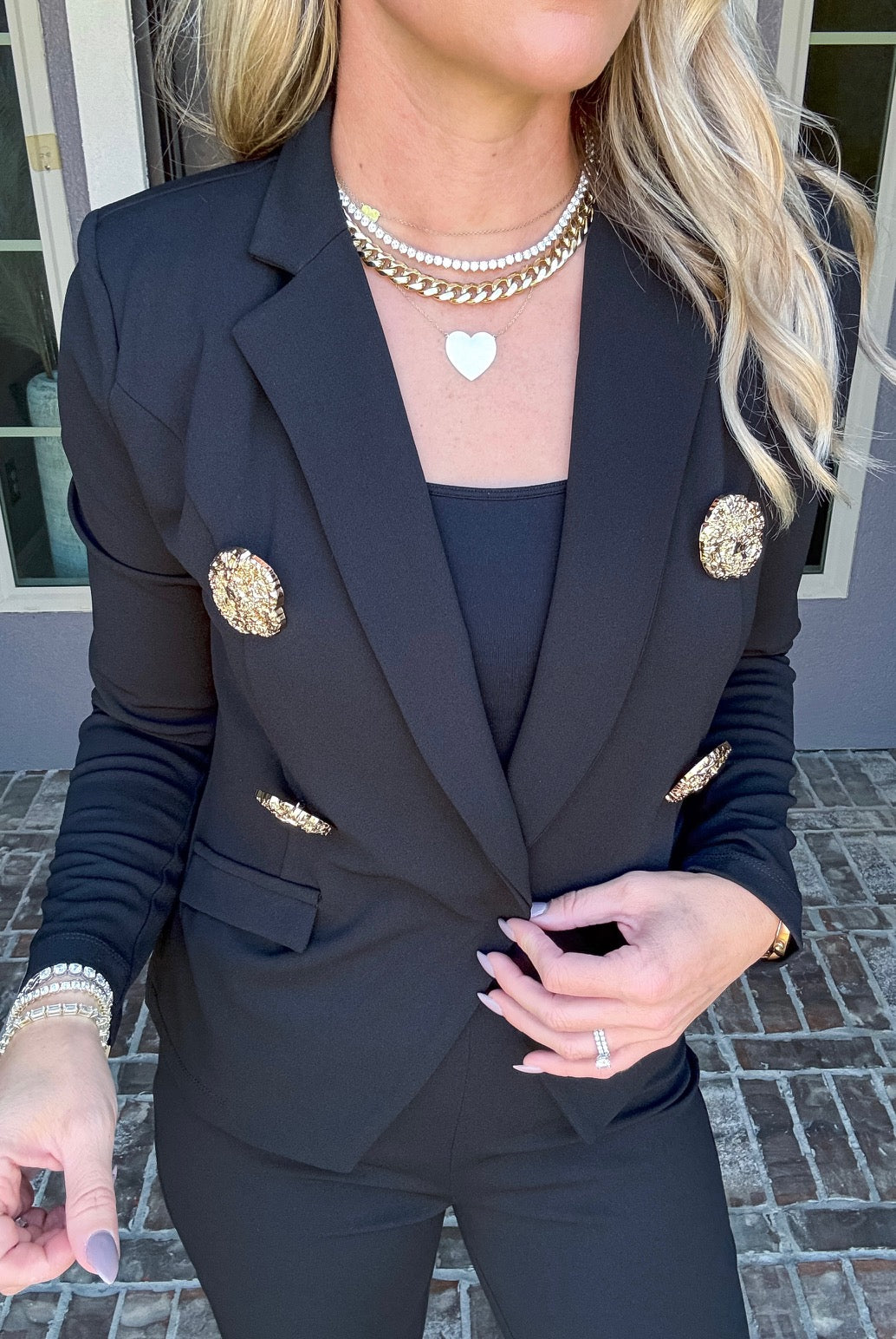 Adamant Button Detail Blazer