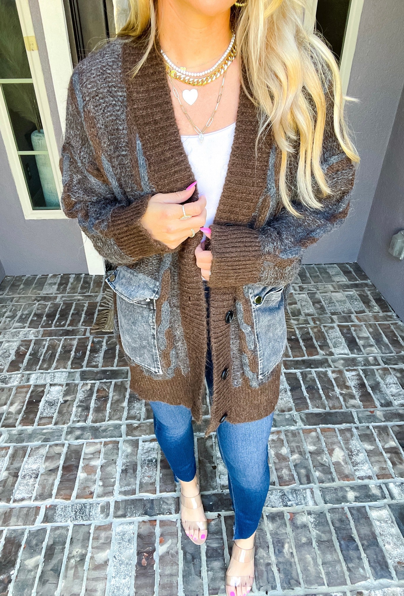 Fashion Forward Oversized Cardigan - Brown