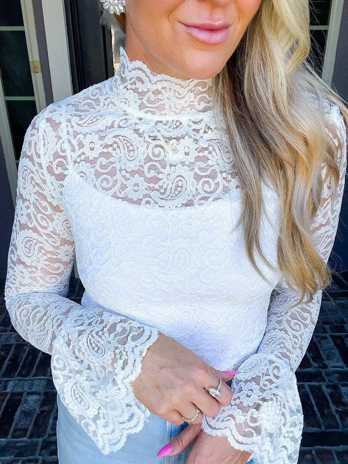 Stay By Me Lace Top - White