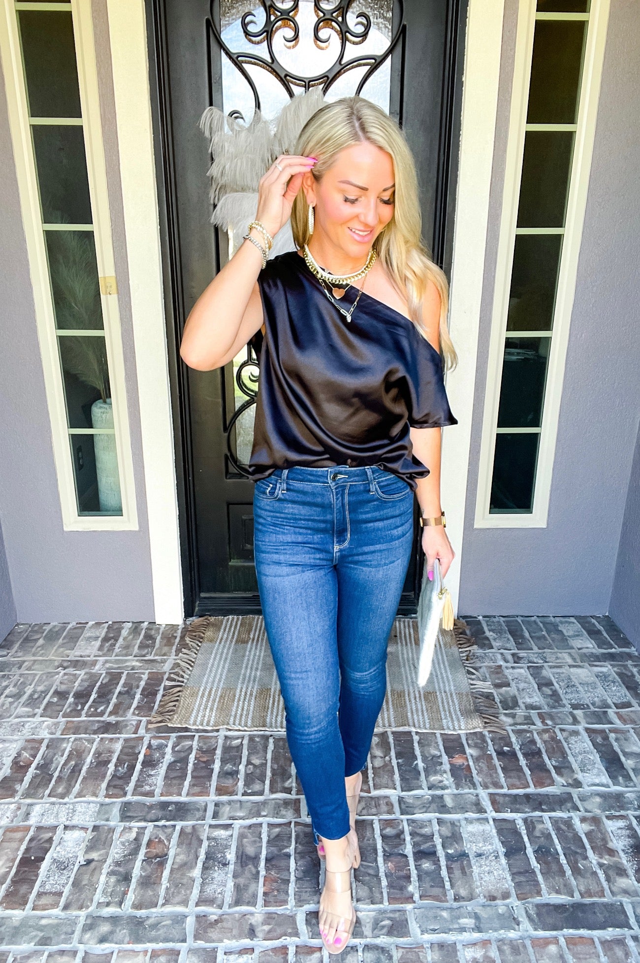 Brunch Babe Off Shoulder Blouse - Black