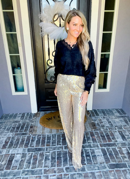 Holiday Party Sequin Pants