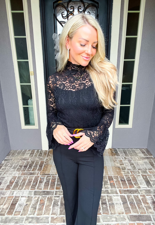 Stay By Me Lace Top - Black